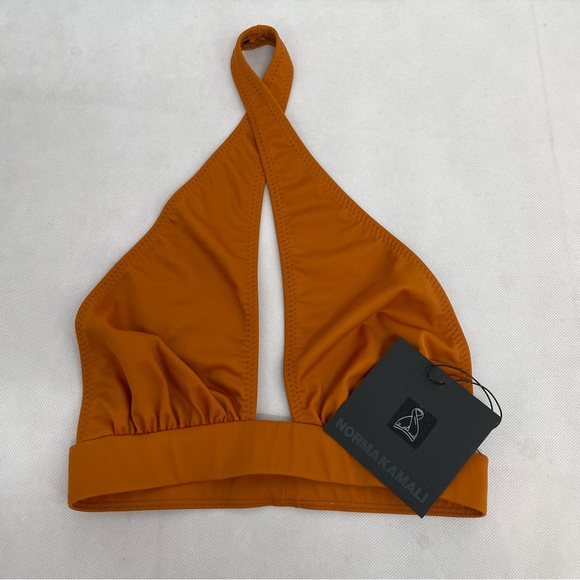 NWT Norma Kamali  Cross Halter Bikini Top in Bronze -Size XS - Picture 2 of 8